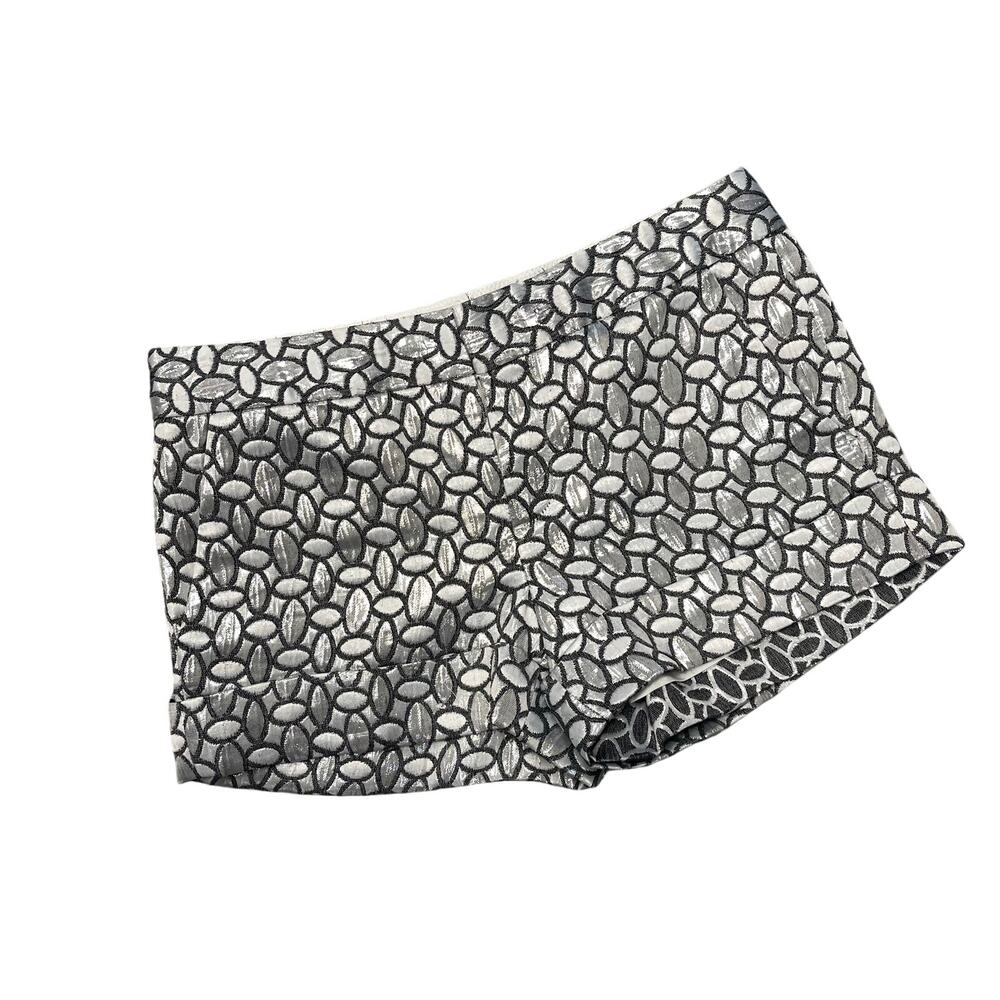 Club Monaco Marianna Jacquard Metallic Shorts Silver Brocade 4 Low Rise